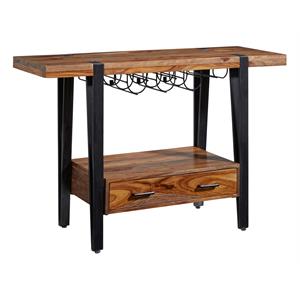 treasure trove brownstone nut brown one drawer wood wine console
