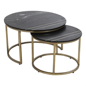 treasure trove erick nesting table with black marble tops in set of 2
