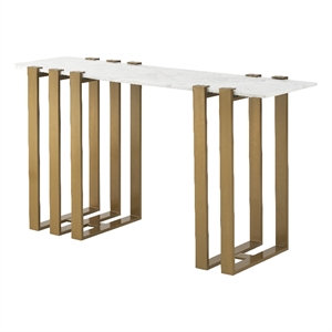 treasure trove cleo console table with marble top and gold finished legs