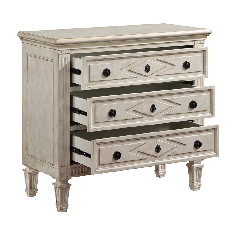 Treasure Trove Colette Antique Inspired 3 Drawer Storage Chest - Weathered White