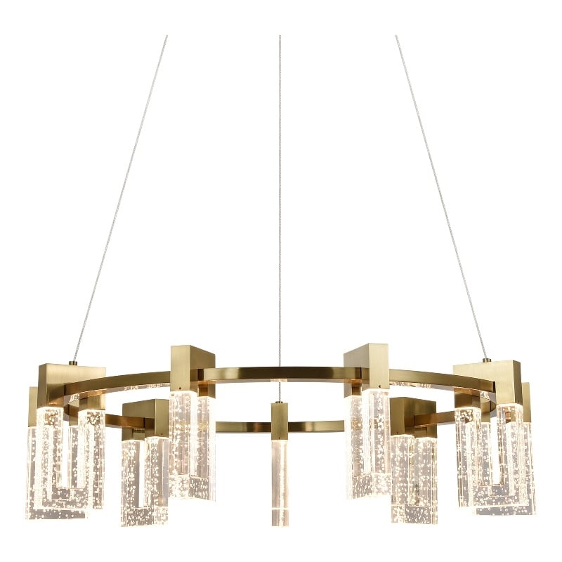 VONN Sorrento 27&quot ETL Certified Integrated LED Aluminum Chandelier Antique Brass