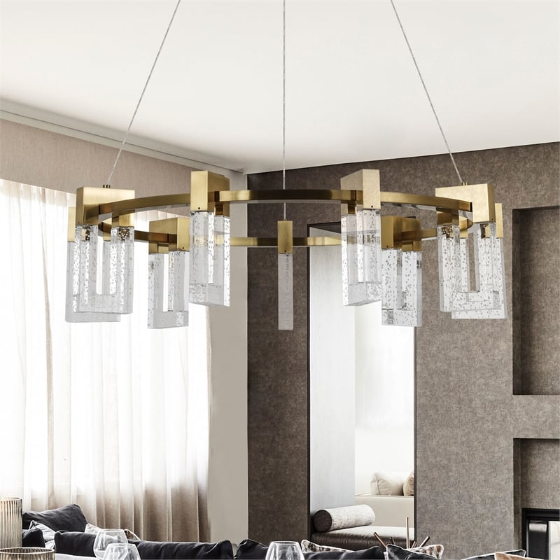 vonn sorrento 27&quot etl certified integrated led aluminum chandelier antique brass