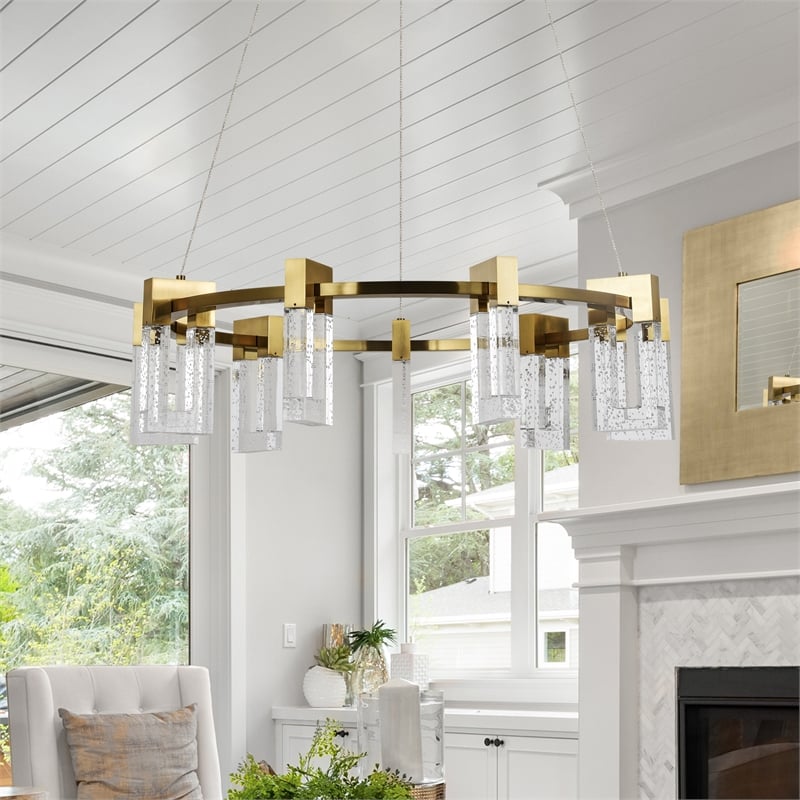 vonn sorrento 27&quot etl certified integrated led aluminum chandelier antique brass