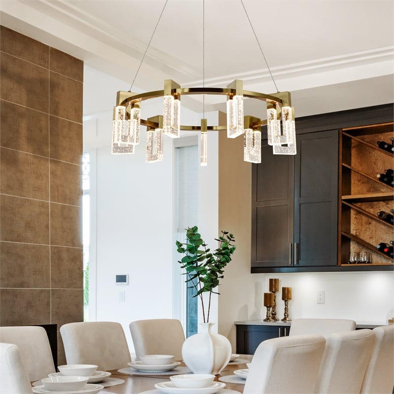 vonn sorrento 27&quot etl certified integrated led aluminum chandelier antique brass