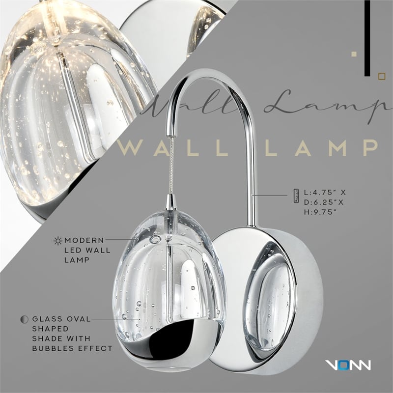 Venezia Integrated LED ETL Certified Wall Sconce Lighting in Polished Chrome