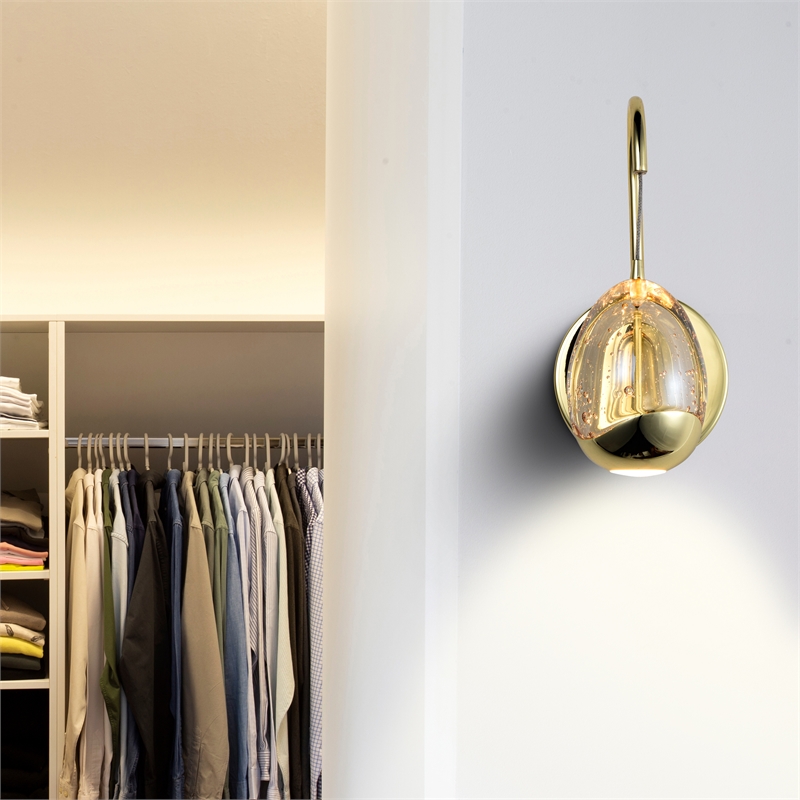 Venezia VAW1201GL Integrated LED ETL Certified Wall Sconce Lighting Fixture Gold