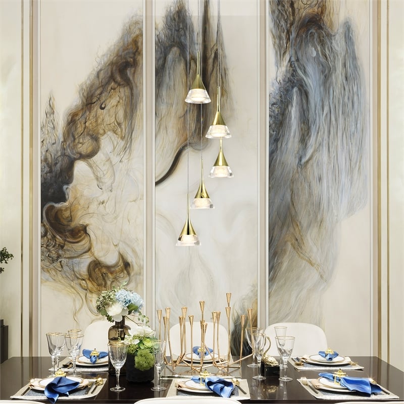 VONN Amalfi 5-Light ETL Certified Integrated LED Aluminum Chandelier - Gold