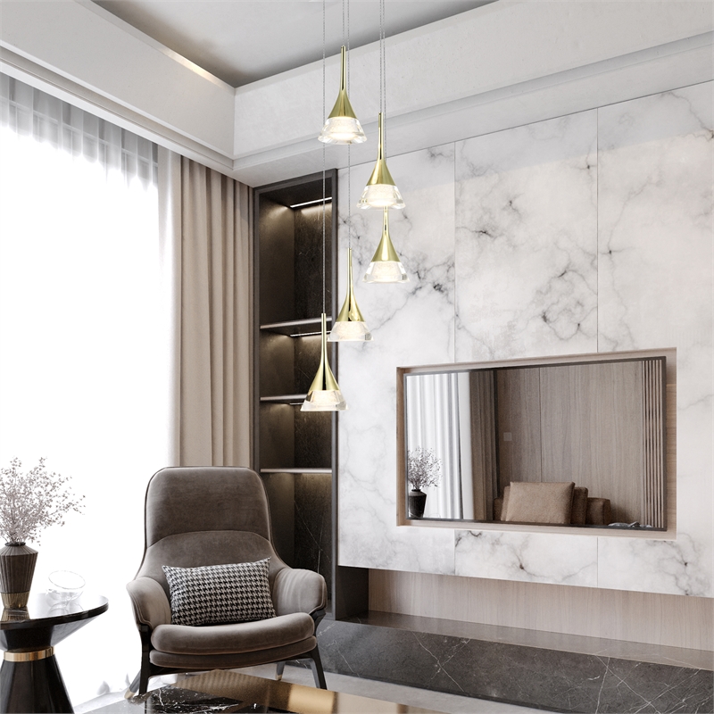 VONN Amalfi 5-Light ETL Certified Integrated LED Aluminum Chandelier - Gold