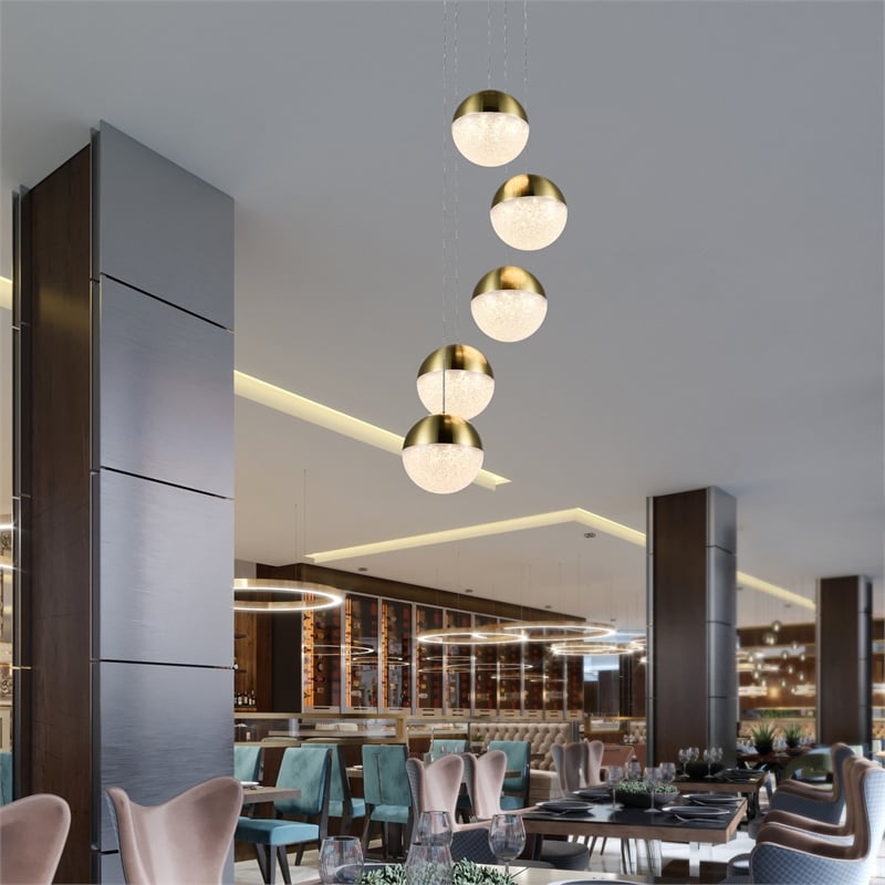 Ravello 5-Light Integrated LED ETL Certified Aluminum Chandelier - Brass