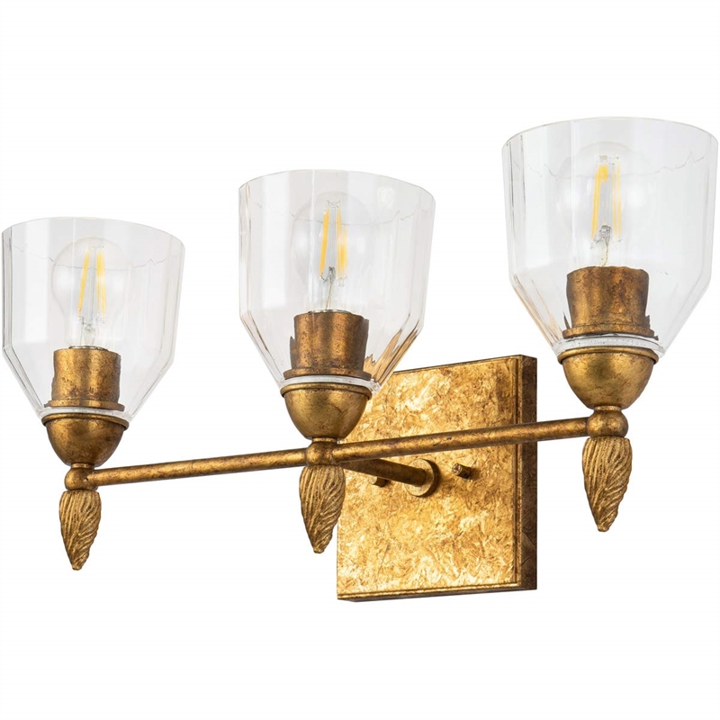 Lucas McKearn Felice 3-light Acorn-shaped Bath Vanity Light in Antique Gold