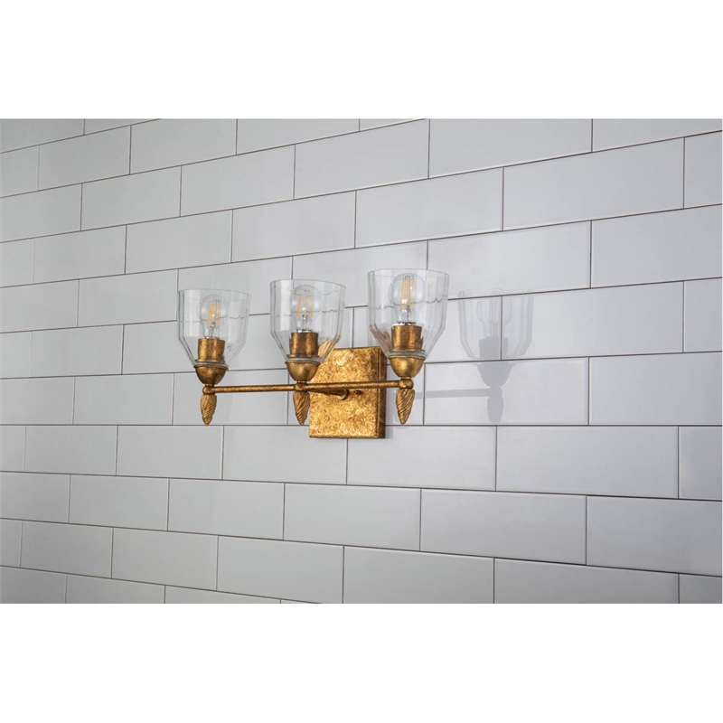 Lucas McKearn Felice 3-light Acorn-shaped Bath Vanity Light in Antique Gold