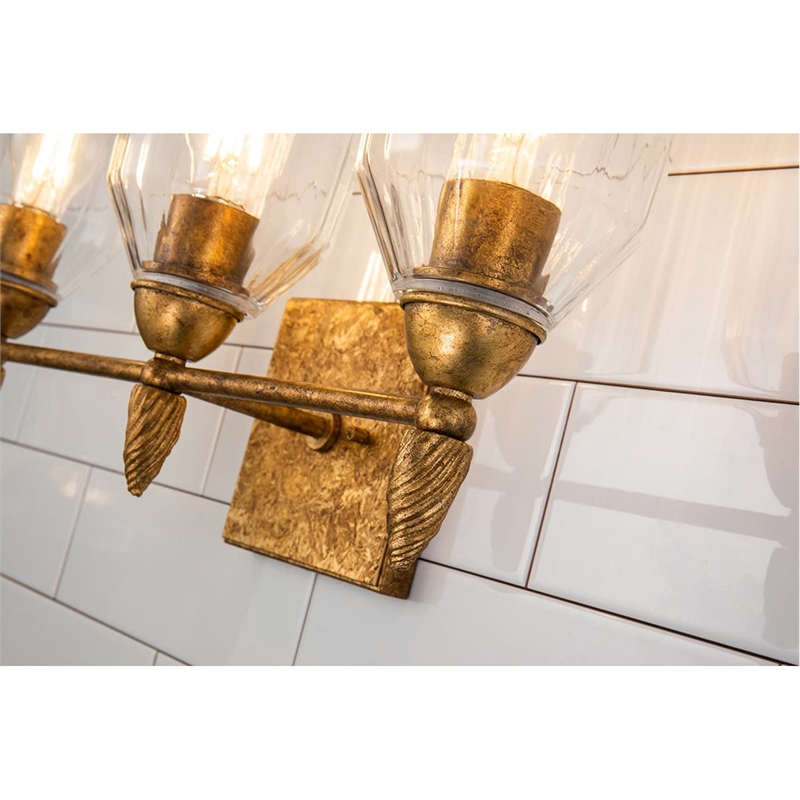 Lucas McKearn Felice 3-light Acorn-shaped Bath Vanity Light in Antique Gold