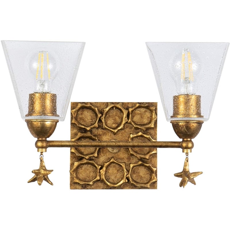 Lucas McKearn Star 2-light Transitional Metal Bath Vanity Light in Gold Leaf