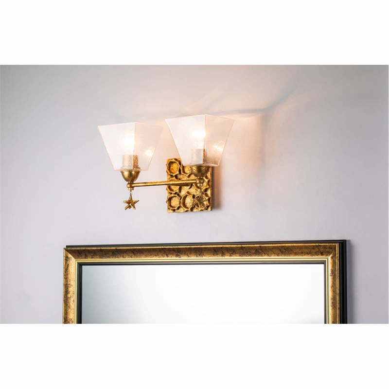 Lucas McKearn Star 2-light Transitional Metal Bath Vanity Light in Gold Leaf