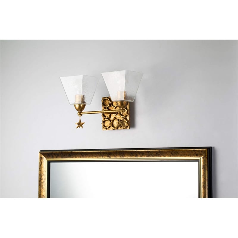 Lucas McKearn Star 2-light Transitional Metal Bath Vanity Light in Gold Leaf
