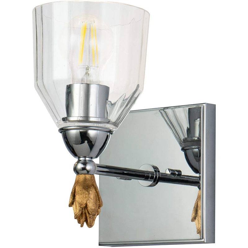 Lucas McKearn Felice 1-light Gold Flame-shaped Bath Vanity Light in Chrome
