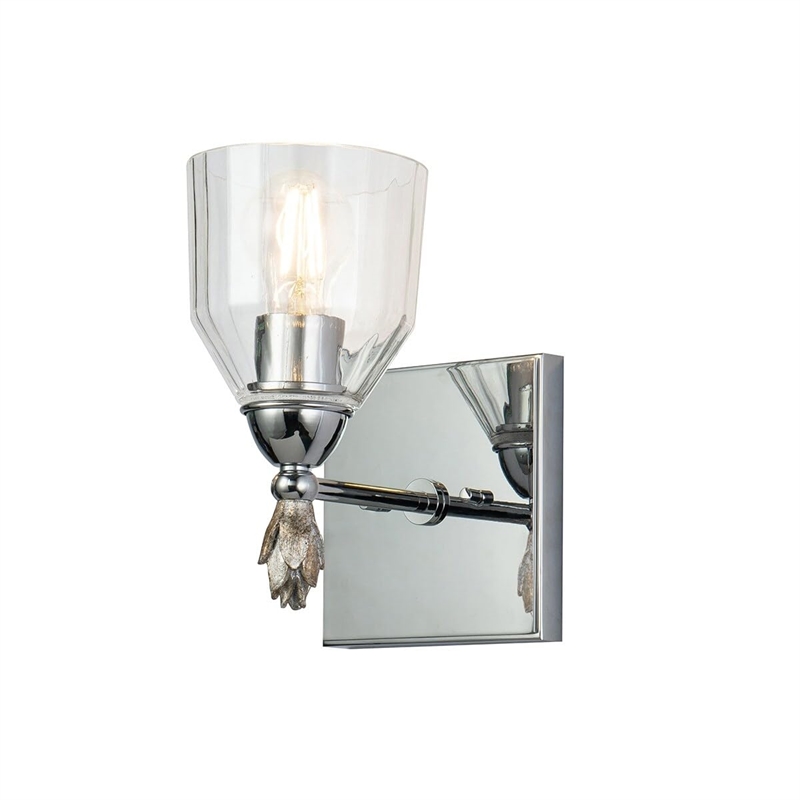Lucas McKearn Felice 1-light Silver Flame-shaped Bath Vanity Light in Chrome