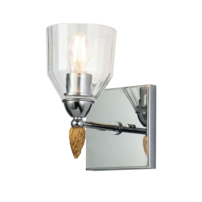 Lucas McKearn Felice 1-light Gold Acorn-shaped Bath Vanity Light in Chrome