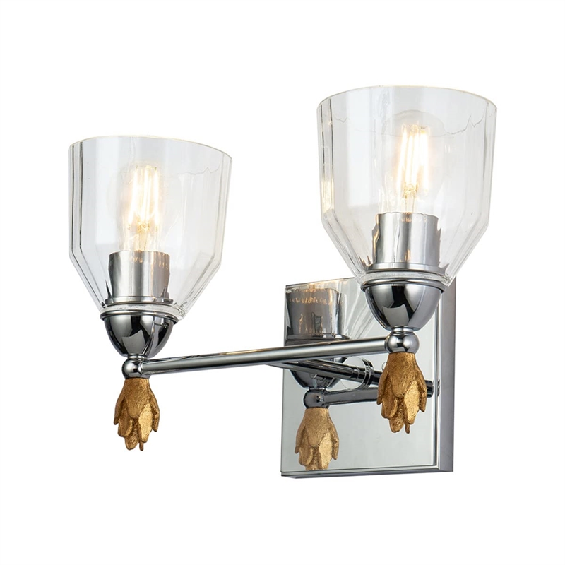 Lucas McKearn Felice 2-light Gold Flame-shaped Bath Vanity Light in Chrome