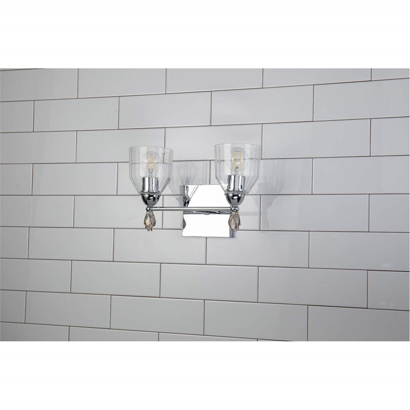 Lucas McKearn Felice 2-light Silver Flame-shaped Bath Vanity Light in Chrome