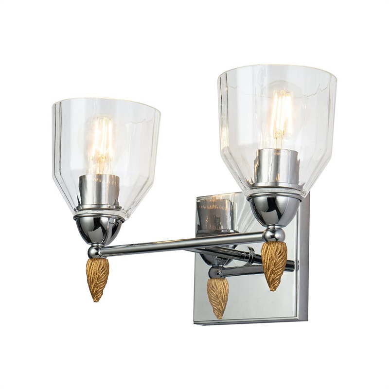 Lucas McKearn Felice 2-light Gold Acorn-shaped Bath Vanity Light in Chrome
