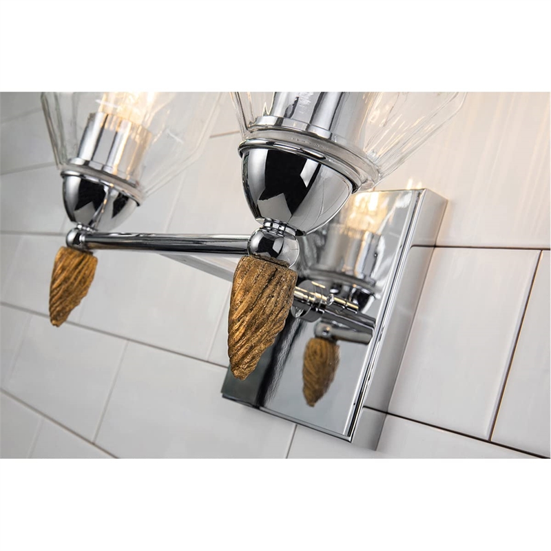 Lucas McKearn Felice 2-light Gold Acorn-shaped Bath Vanity Light in Chrome