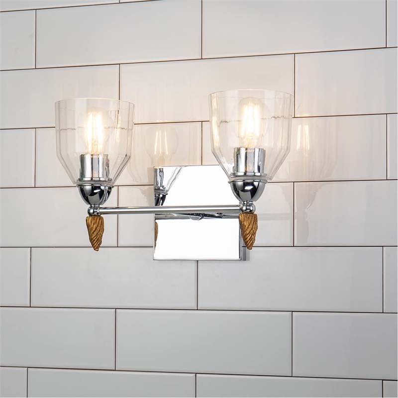 Lucas McKearn Felice 2-light Gold Acorn-shaped Bath Vanity Light in Chrome