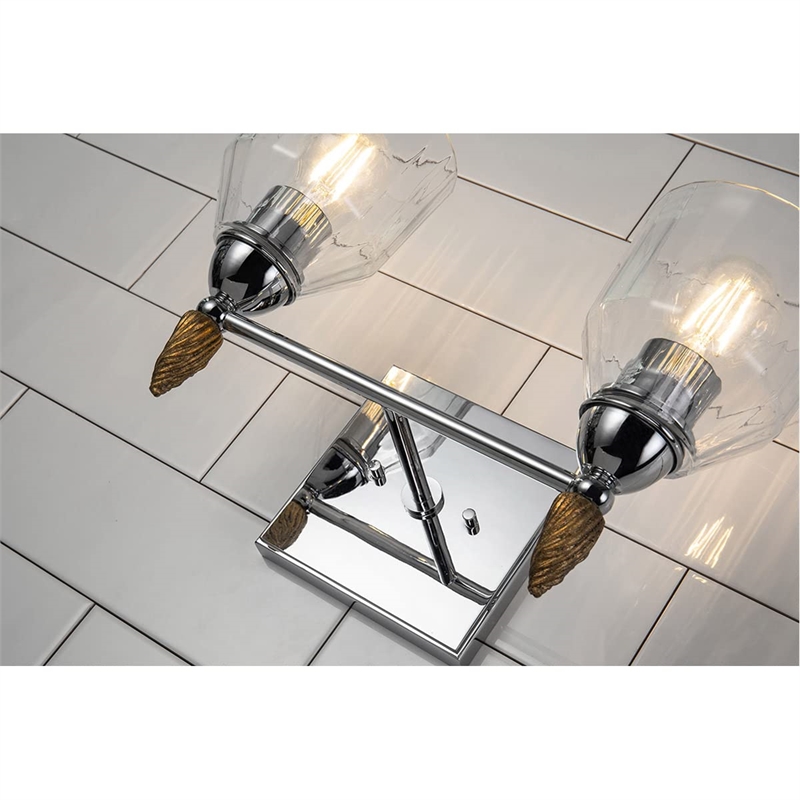Lucas McKearn Felice 2-light Gold Acorn-shaped Bath Vanity Light in Chrome