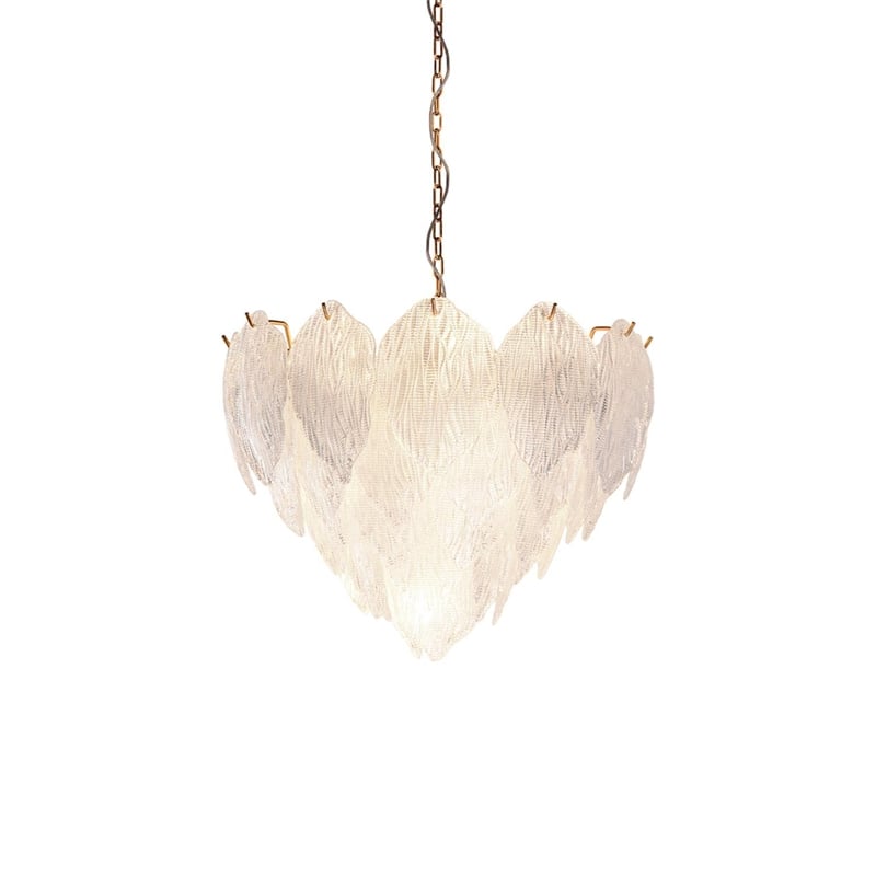 Lucas McKearn Acanthus 7-light Textured Glass Chandelier in Aged Brass