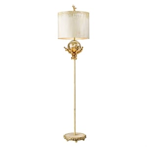 Lucas McKearn Trellis Metal Floor Lamp with Gold/Silver Accents in Putty