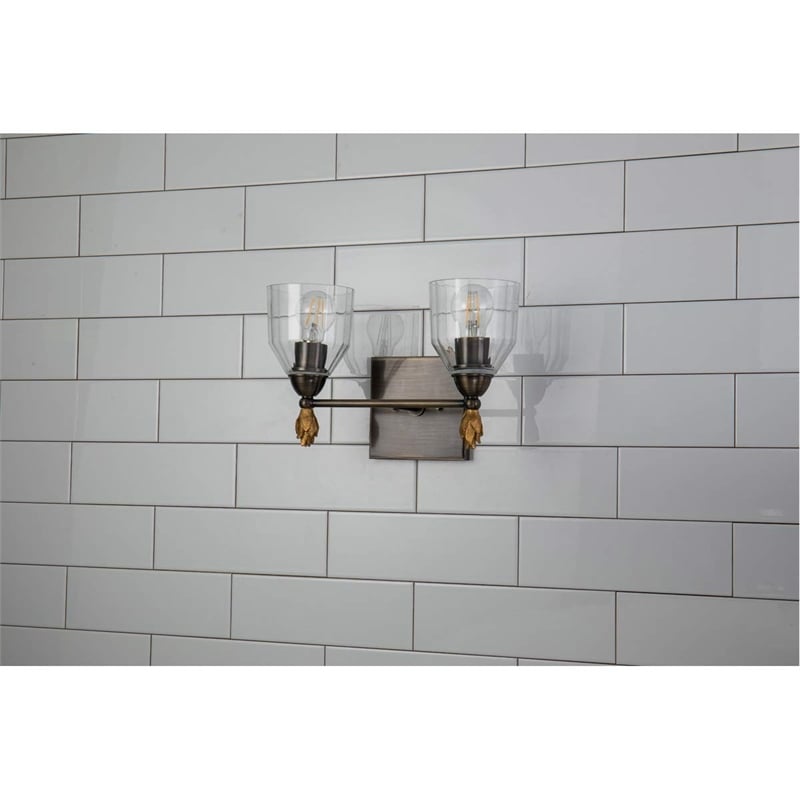 Lucas McKearn Felice 2-light Flame-shaped Metal Bath Vanity Light in Dark Bronze