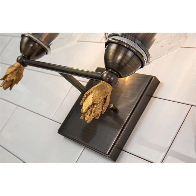 Lucas McKearn Felice 2-light Flame-shaped Metal Bath Vanity Light in Dark Bronze