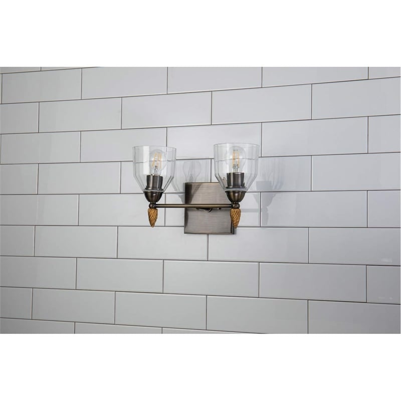 Lucas McKearn Felice 2-light Acorn-shaped Metal Bath Vanity Light in Dark Bronze