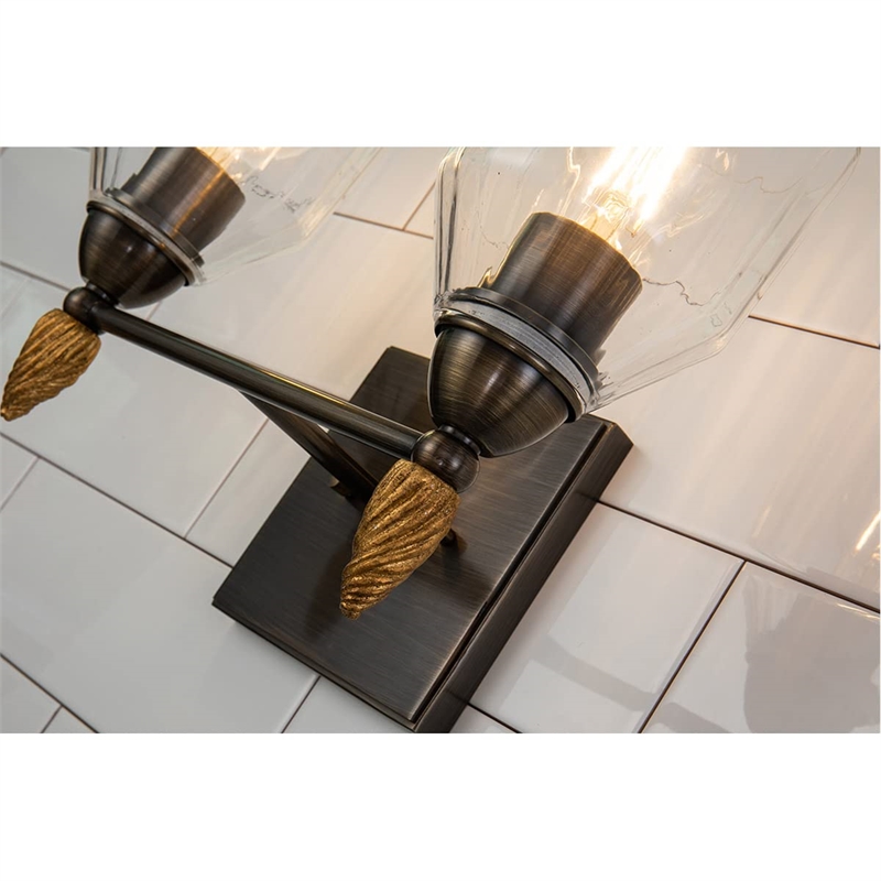 Lucas McKearn Felice 2-light Acorn-shaped Metal Bath Vanity Light in Dark Bronze