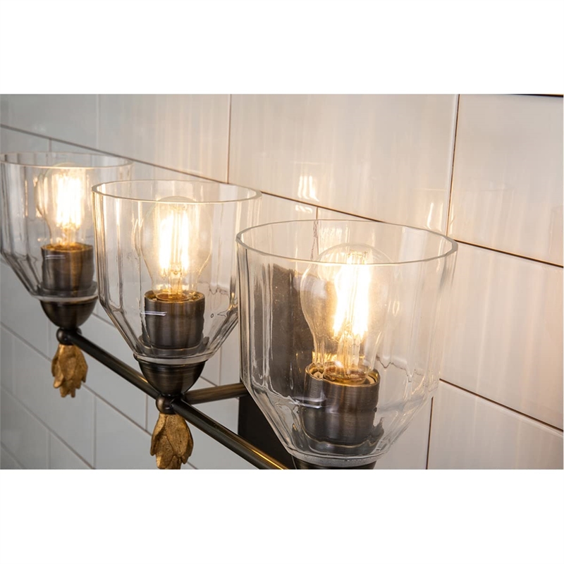 Lucas McKearn Felice 3-light Flame-shaped Metal Bath Vanity Light in Dark Bronze