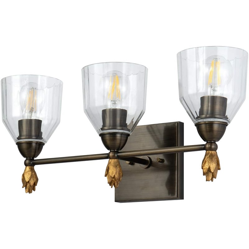Lucas McKearn Felice 3-light Flame-shaped Metal Bath Vanity Light in Dark Bronze