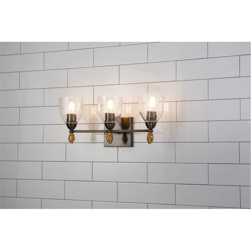Lucas McKearn Felice 3-light Flame-shaped Metal Bath Vanity Light in Dark Bronze