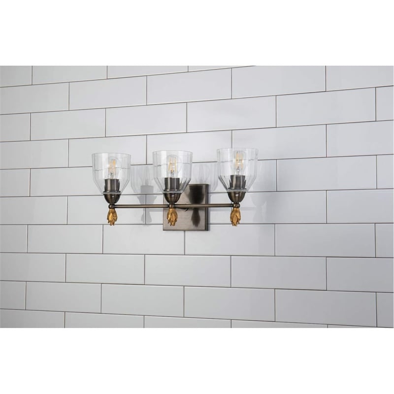 Lucas McKearn Felice 3-light Flame-shaped Metal Bath Vanity Light in Dark Bronze