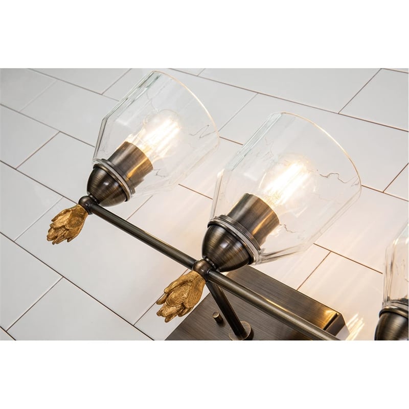 Lucas McKearn Felice 3-light Flame-shaped Metal Bath Vanity Light in Dark Bronze