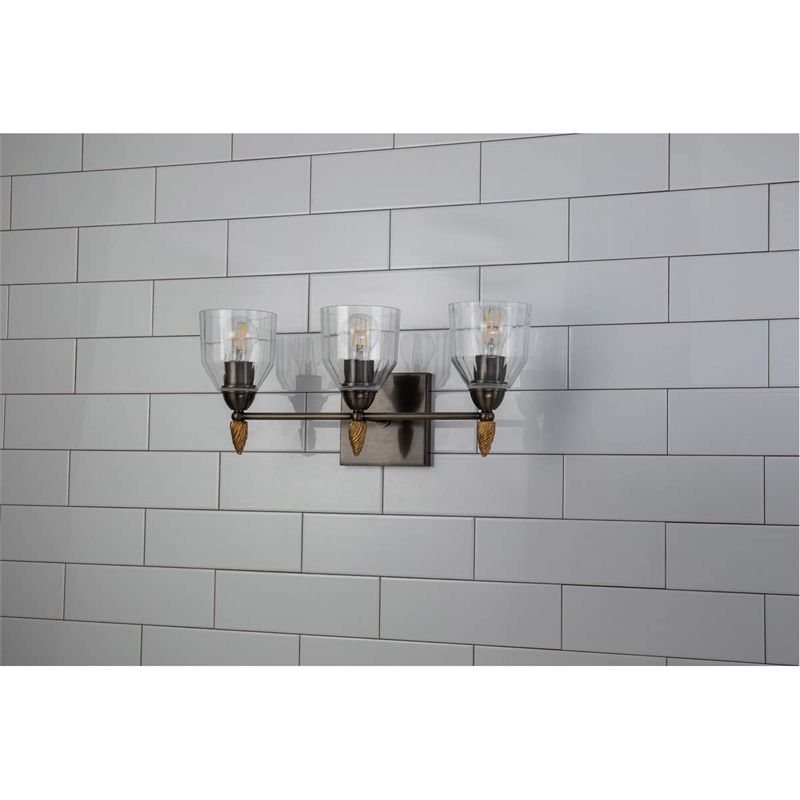 Lucas McKearn Felice 3-light Acorn-shaped Metal Bath Vanity Light in Dark Bronze