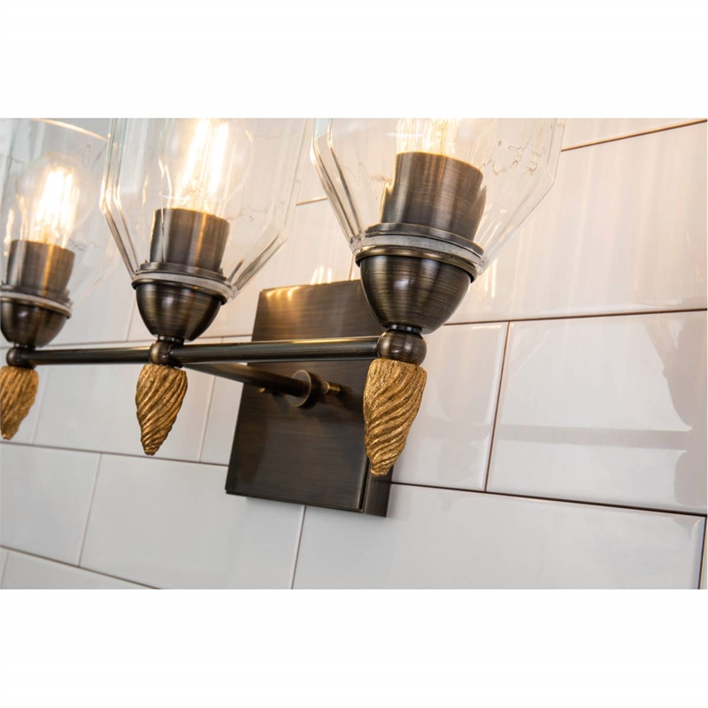 Lucas McKearn Felice 3-light Acorn-shaped Metal Bath Vanity Light in Dark Bronze