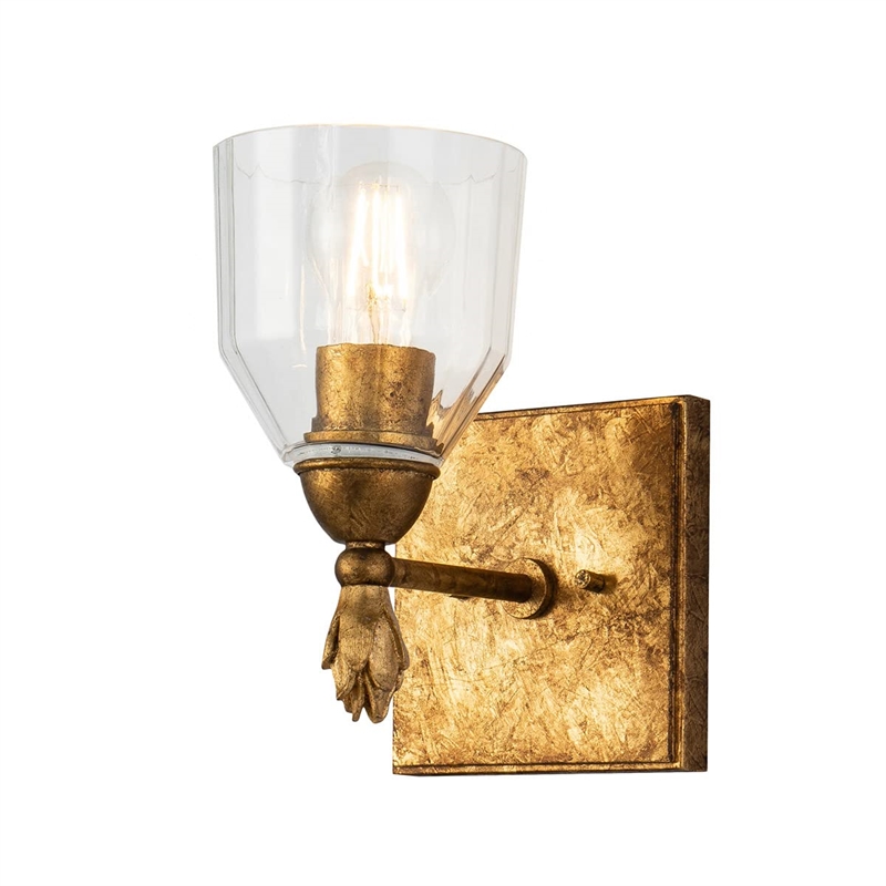Lucas McKearn Felice 1-light Flame-shaped Bath Vanity Light in Antique Gold