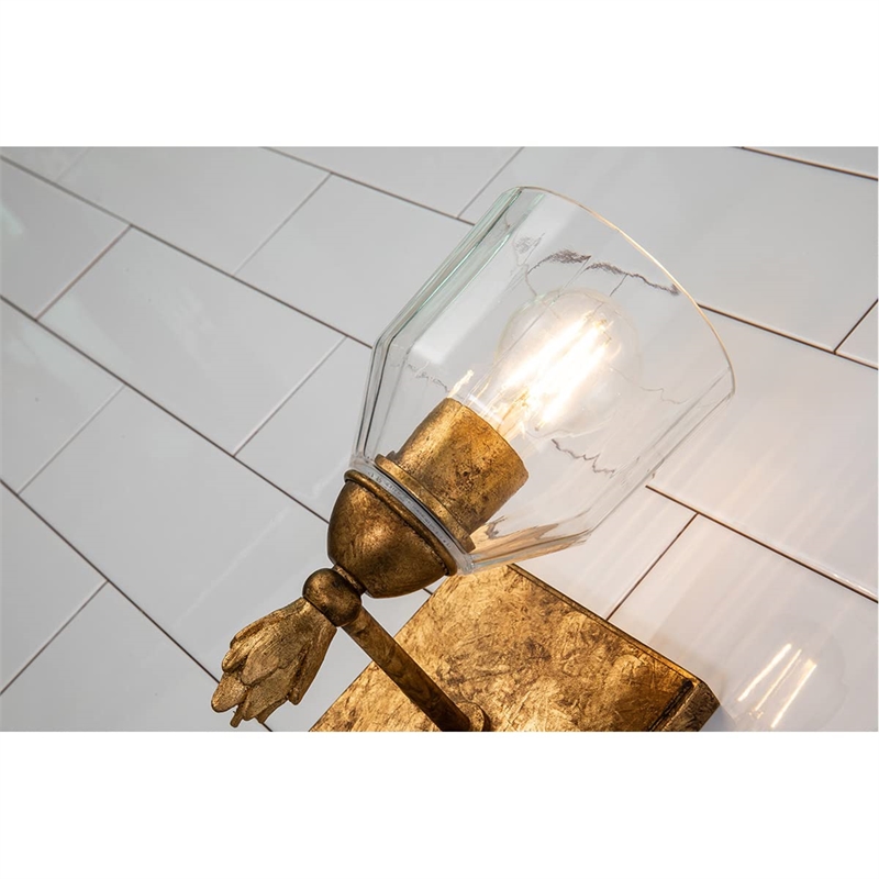 Lucas McKearn Felice 1-light Flame-shaped Bath Vanity Light in Antique Gold