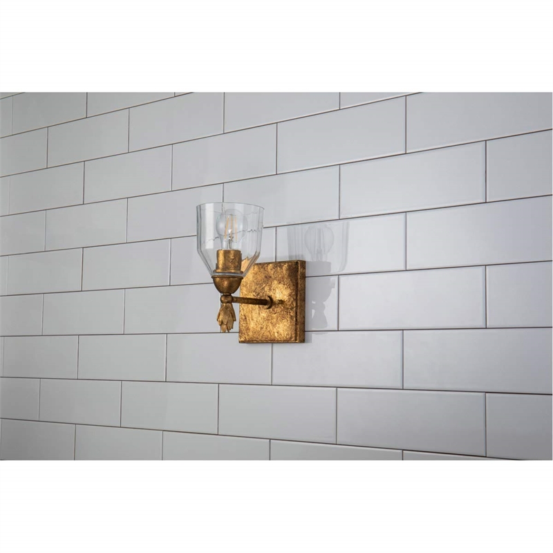 Lucas McKearn Felice 1-light Flame-shaped Bath Vanity Light in Antique Gold