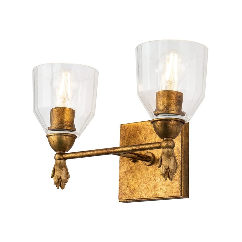 Lucas McKearn Felice 2-light Flame-shaped Bath Vanity Light in Distressed Gold