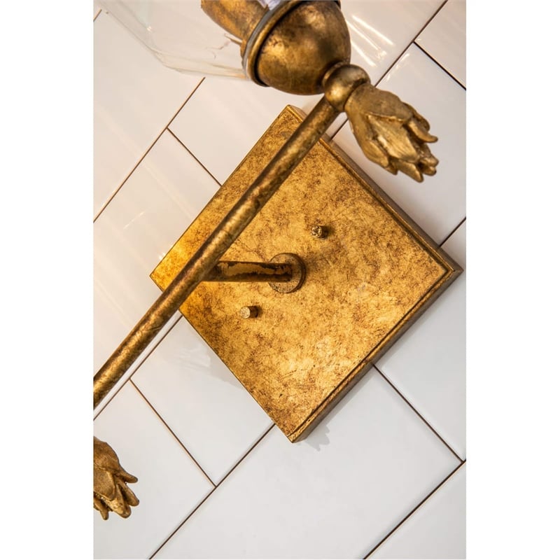 Lucas McKearn Felice 2-light Flame-shaped Bath Vanity Light in Distressed Gold