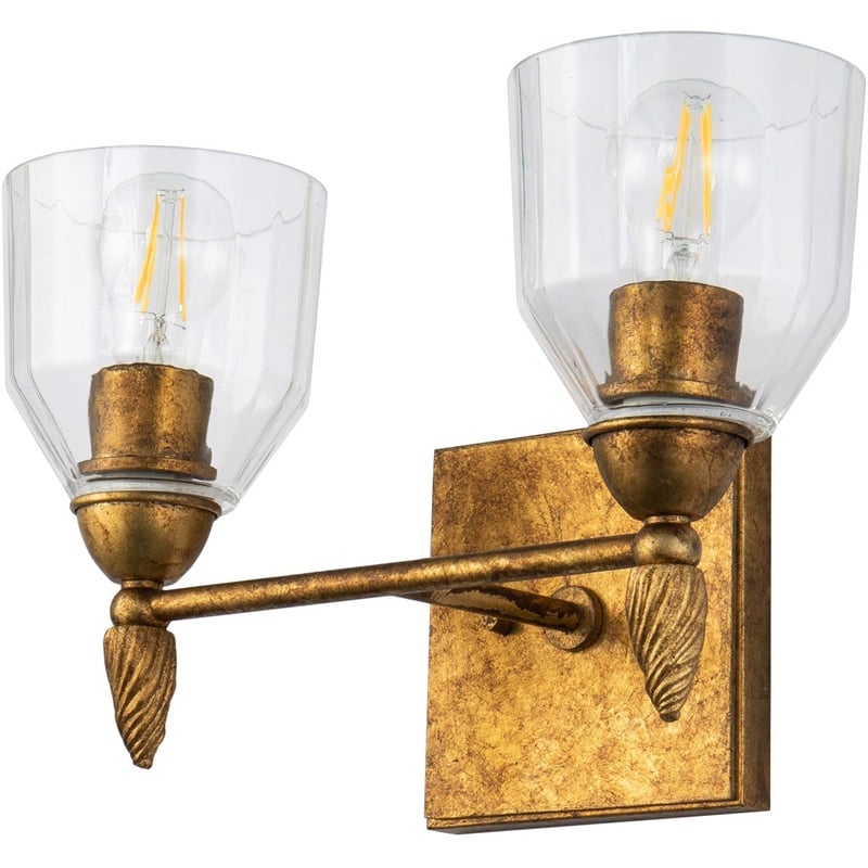Lucas McKearn Felice 2-light Acorn-shaped Bath Vanity Light in Distressed Gold