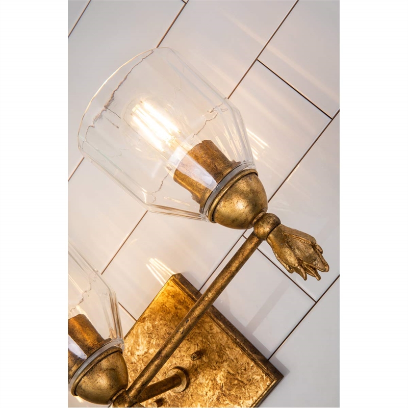 Lucas McKearn Felice 3-light Flame-shaped Bath Vanity Light in Antique Gold