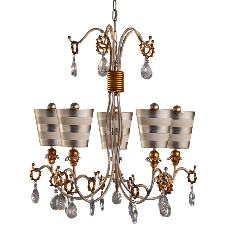 Lucas McKearn Tivoli 5-light Resin Chandelier in Silver with Gold Accents