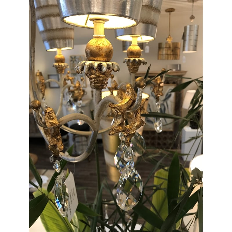 Lucas McKearn Tivoli 5-light Resin Chandelier in Silver with Gold Accents